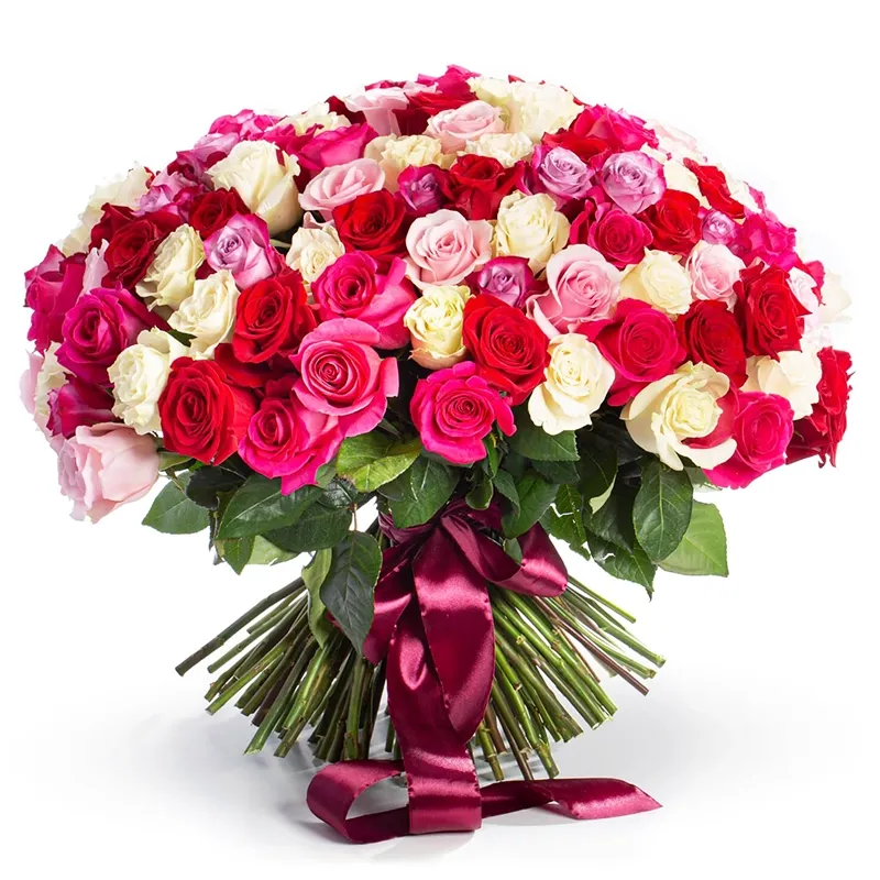 Композиция из 101 розы светлый микс (60 см)